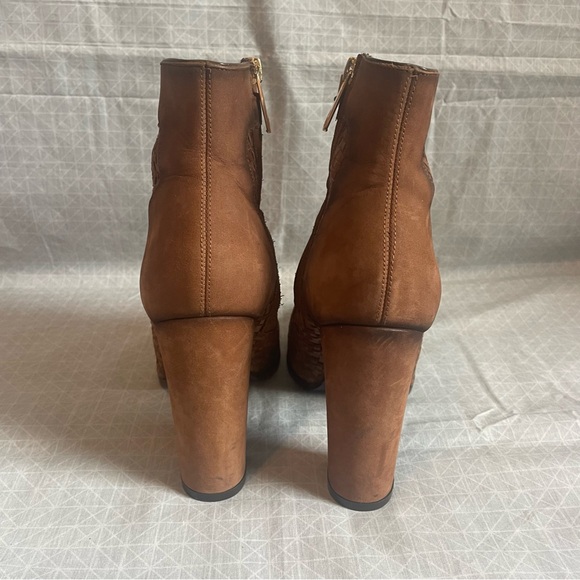 Franco Cuadra Calfskin Basketweave Heeled Ankle Boots 8.5 - Picture 5 of 10